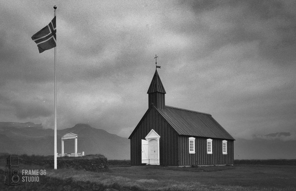 The black church of Budir in Iceland
